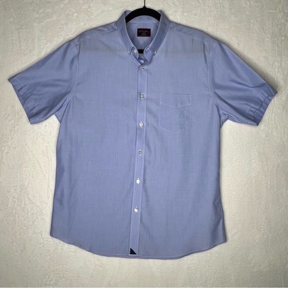 UNTUCKit Size Large Men's Hillstowe Wrinkle Free Blue Short Sleeve Button Down - Picture 1 of 12